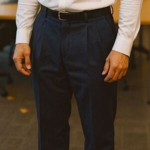 Roundtree & Yorke -Men's Casual Pants, Navy Blue,  Double Pleated, Cuffed, 40X30